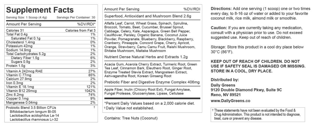 Day-to-day Greens Label